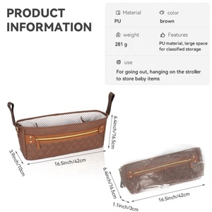 Multifunctional PU Tote <b>Bag</b> Baby Stroller Storage <b>Hanging</b> Organizer Water Resistant Feature for Bottles Cups Customizable Colors - Product Image 6