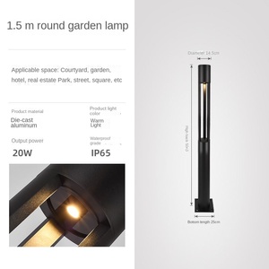 โคมไฟสวนอลูมิเนียม LED ภูมิทัศน์เสาถนนสนามโคมไฟกลางแจ้งทางเดินสนามหญ้า - Product Image 3