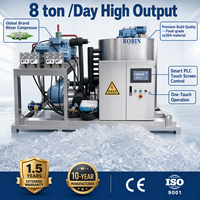 Máquina de Hielo en Escamas Industrial de 8 Toneladas, Acero Inoxidable 304, Control PLC, Máquina Automática para Producción de Hielo para Pesca y Almacenamiento en Frío