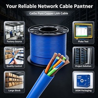 Cable de Red Cat5e UTP 24AWG, Cuatro Pares de Cables Trenzados, Azul, Certificado ISO9001, Compatible con Oficina, Estación de Trabajo, Escuela, Hogar