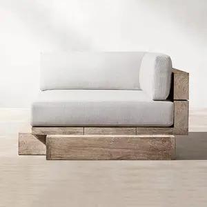 Modern Weathered Teak Outdoor Sofa Garden Patio Furniture Set Teak Wood Outdoor Furniture With Cushions
