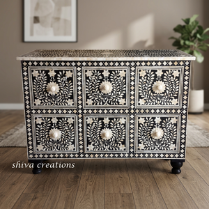 Armoire de rangement en bois sculpté à la main avec incrustations florales pour la maison, l'hôtel, le bar à domicile - Meuble de salon - Product Image 4