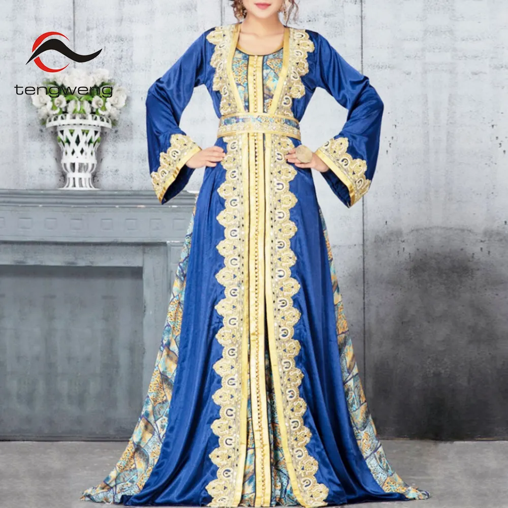 TW 라마단 이슬람 의류 이슬람 드레스 세트 여성 인도 두바이 터키 긴 가운 격자 무늬 민족 스타일 모로코 Kaftan 야생 드레스