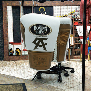 Gants de boxe en cuir de vachette doré à lacets personnalisables No Boxing No Life, pour entraînement de boxe et de kick-boxing - Product Image 2