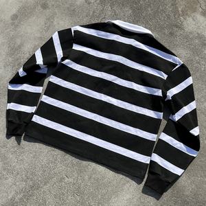 Wholesale Custom Embroidered Oversized <b>T</b>-<b>shirt</b> <b>Striped</b> <b>Long</b> <b>Sleeve</b> <b>T</b> <b>Shirt</b> Manufacturer Designer Button Up Polo <b>Shirts</b> For Men - Product Image 2