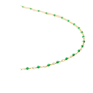 Groene Rauwe Smaragd Kralen Edelsteen Choker Ketting Goud Handgemaakte Kralen Ketting Delicate Sierlijke Gelaagdheid Boho Edelsteen Sieraden