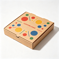 Boîte à pizza ondulée personnalisée avec logo, motif géométrique corail et turquoise, qualité alimentaire, pour vente en gros, conception gratuite, 12 pouces