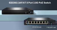 GXCOM 8 puertos 10/100/1000/2.5G PoE Switch no administrado 120W + 10G SFP Uplink IEEE802.3af/AT