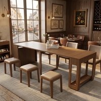 Table à manger télescopique en bois massif, style transformable, nouvelle collection, table à manger invisible pliable et buffet intégré