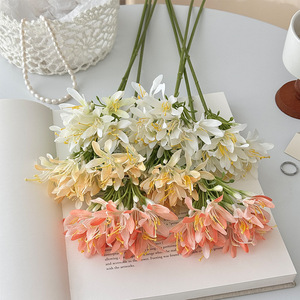 Flores Artificiales de Agapanthus Yasunobu, Rama Individual de Seda, en Blanco, Azul, Morado y Naranja, para Decoración de Bodas y Hogar - Product Image 2