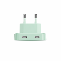 Adaptateur de chargeur USB C double PD 35W turquoise, avec broches pliables, portable pour les voyages