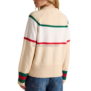 Women Christmas Knit Sweater Color Block Raglan Sleeve Oversized Crew Neck Pullover Winter Holiday <strong>Jumper</strong> - Product Image 2