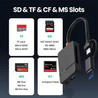 Lector de Tarjetas Externo Multifuncional 8 en 1, USB 3.0 Tipo C, Adaptador de Tarjetas de Memoria SD, TF, CF, MS, Transmisión de Alta Velocidad de 5 Gbps