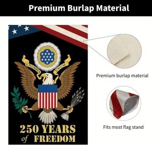 Drapeau de jardin patriotique américain du 250e anniversaire, 1776-2026, en polyester double face résistant à la décoloration, pour affichage intérieur et extérieur - Product Image 5