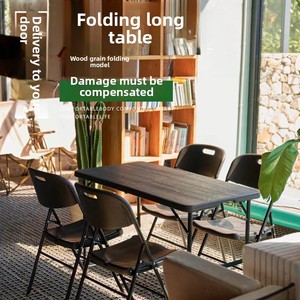<span class=keywords><strong>Table</strong></span> de repas pliante <span class=keywords><strong>portable</strong></span> Senlaike pour l'extérieur, idéale pour la cour, le marché nocturne, la maison et le camping, avec chaises - Product Image 1