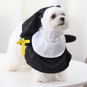 Hochwertige Polyester-Hunde mäntel Custom ized Classic Animal 'Nun' Design für Winter Frühling Halloween Haustier Dekorationen-Großhandel - Product Image 5