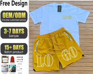 Completo da Uomo Estivo 2025 di Tendenza: T-shirt e Pantaloncini <span class=keywords><strong>in</strong></span> Cotone Traspirante, Set Casual Oversize - Product Image 1
