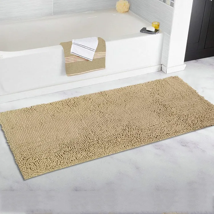 CHAKME antideslizante Chenille palomitas alfombra fina de poliéster acolchado patrón TPR con Base de PVC al por mayor baño Runner Roll Format