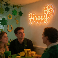 Letrero de Neón LED Acrílico Personalizado con Nombre, Trébol de la Suerte, USB, Regulable, Decoración de Pared para Bodas, Dormitorios, Bares, Cafeterías, Tiendas, Salas de Juegos