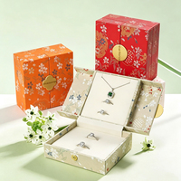 Boîte à bijoux à double ouverture à motifs floraux pour ranger les bagues, les colliers à perles, boîtes à bijoux en papier personnalisées en usine et emballages cadeaux