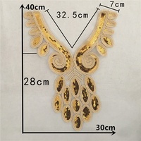 Applique de col brodée en dentelle et sequins, patch de cou brodé en cordon de style ethnique pour la décoration de robes et de costumes