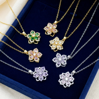 Collier rotatif en acier inoxydable RINHOO, pendentif fleur coloré plaqué or 18 carats, bijoux de mode pour femmes
