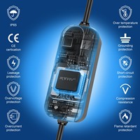 Chargeur de véhicule électrique portable de type 2, 7 kW, chargeur rapide, courant AC 32A 16A 13A 10A 8A réglable et minuterie pour véhicules hybrides et électriques