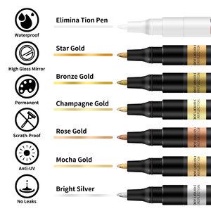 Stylo marqueur de finition de galvanoplastie permanente de <span class=keywords><strong>peinture</strong></span> liquide de plume mince de chrome de miroir d'argent et d'or pour l'art et la conception - Product Image 2