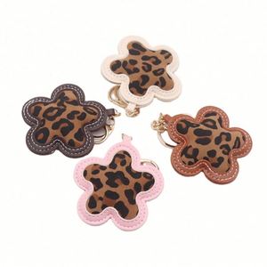 Breloque de sac tendance en cuir PU imprimé léopard mat avec pendentif fleur, porte-clés mignon de 13 cm, cadeau DIY, stock usine - Product Image 1