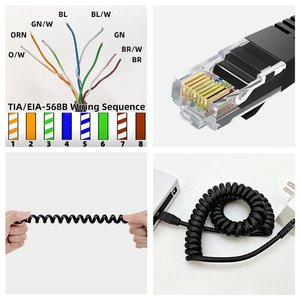 D-sunty Black <b>RJ45</b> Cat5e Cat6 UTP 26AWG Bare Copper PU Spiral Ethernet Patch Cord 0.5-50m - Product Image 3