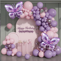 <strong>Best</strong>-<strong>selling</strong> 126-piece purple <strong>butterfly</strong> Balloon Arch Set, Pinkish-purple Birthday Party Decoration Balloon Chain Set