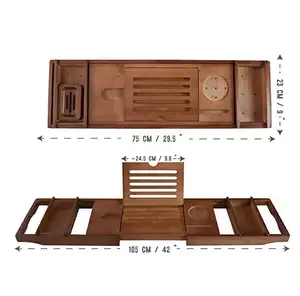 Plateau de baignoire design en bambou personnalisé accessoires de salle de bain support de baignoire table de bain en bois plateau de baignoire en bambou