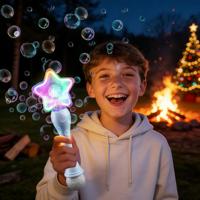 Ishine Baguette à bulles LED néon 12,8 pouces avec 10 trous, souffleur automatique de bulles, portable, pour extérieur, cadeaux amusants, fête d'enfants