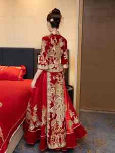 नई विवाहित हाफू महिलाओं की शैली के फोनिक्स पैटर्न की सजावट चीनी शादी की पोशाक दुल्हन Xiuhe पोशाक - Product Image 6