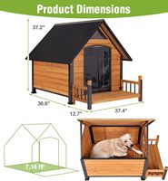 Grande niche pour chien en bois, résistante aux intempéries, avec véranda, anti-morsure, toit en asphalte, pour chiens de petite, moyenne et grande taille