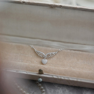 CAOSHI Collane con Ciondolo a Forma di <span class=keywords><strong>Cuore</strong></span> con Design Ali Delicate e Zirconia Cubica per Donne, Gioielli di Moda per Matrimoni e Fidanzamenti - Product Image 3