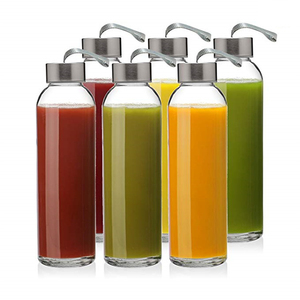 Garrafa de Água de Vidro Transparente Reutilizável de 300ml 500ml 750ml, Garrafa de Água de Vidro Borossilicato Personalizada com Tampas - Product Image 3