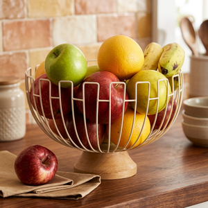 Modern <b>Round</b> Fruit <b>Basket</b> Durable Metal <b>Storage</b> Container for Kitchen Food Display - Product Image 2