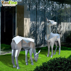 Estatua <span class=keywords><strong>de</strong></span> metal <span class=keywords><strong>de</strong></span> tamaño real, escultura abstracta, estatuas <span class=keywords><strong>de</strong></span> ciervos <span class=keywords><strong>de</strong></span> jardín <span class=keywords><strong>de</strong></span> <span class=keywords><strong>acero</strong></span> inoxidable a la venta - Product Image 4
