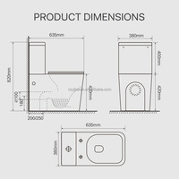 WC en céramique Yingjie deux pièces, à un trou, avec chasse d'eau Eddy Tornado, 635x380x830mm, siphon en P 180mm, pour salle de bain d'hôpital, fournisseur mondial