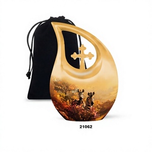 Urna Funeraria Decorativa de Alta Calidad con Forma de Lágrima de Zebra para Cenizas de Adultos, con Bolsa de Terciopelo Gratis - Product Image 1