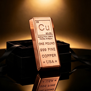 Tapered <b>End</b> 1Lb Cu Periodic Engraved Copper Bullion <b>Bar</b> For Home Display Cabinet - Product Image 3