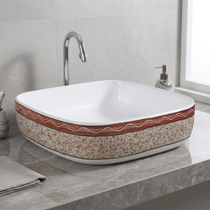 Vasque carrée en céramique grise à poser sur comptoir, écologique, pour usage hospitalier, design moderne, installation au-dessus du comptoir - Product Image 1