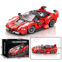 Ensemble de Construction de Voiture de Course Technique de Luxe, Modèle Célèbre Rouge Vif, Briques Blocs, Jouets DIY, Cadeau pour Enfants, Compétition Sportive Éducative