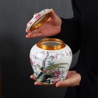 MSH peint à la main petit pot de gingembre en porcelaine bleu et blanc récipient à thé en céramique pot à thé en étain avec couvercle