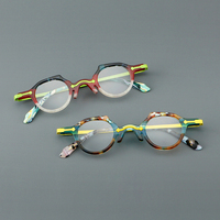 Lunettes de vue MS YL9341, rondes irrégulières, rétro, en acétate, mélange de couleurs, uniques, pour femmes, bloquant la lumière bleue