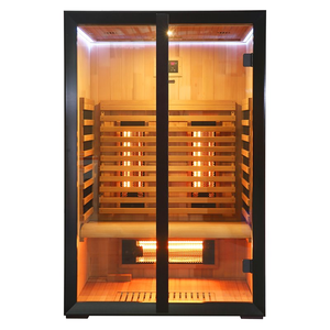 2025 Les fabricants de sauna ont importé des dosettes de sauna infrarouge en bois massif 2 personnes thérapie sauna infrarouge lointain intérieur à vendre - Product Image 3