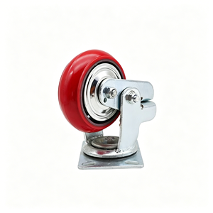 Roulettes jumelées anti-rayures 100 mm en polyuréthane PU avec trou central et frein métallique pour rayonnages, résistantes à l'usure - Product Image 1