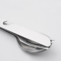 Ensemble de couteau, fourchette et cuillère en acier inoxydable portable, pliable, pour les voyages en plein air
