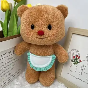 ODM OEM定制可爱软娃娃泰迪熊带围裙毛绒玩具毛绒动物玩具母亲节熊玩具娃娃礼品批发